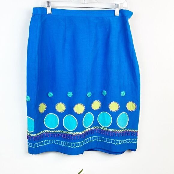 Silk Lore | Blue polka dot skirt Sz L - Picture 1 of 5